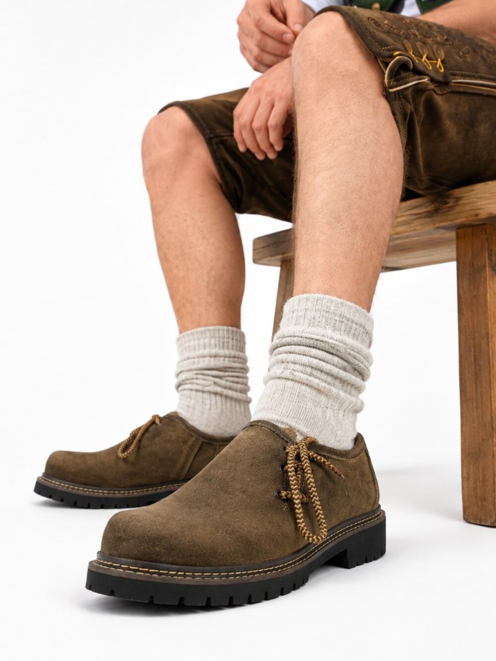 Oktoberfest Suede Leather Lederhosen Shoes Men's German Haferlschuhe